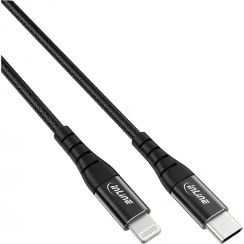 InLine USB-C Lightning kaabel iPadile, iPhone'ile, iPodile, must/alumiinium, 1m MFi
