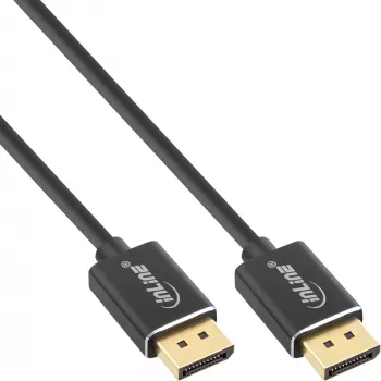 InLine DisplayPort 1.4 kaabel õhuke, 8K4K, must, kullatud kontaktid, 0,5 m