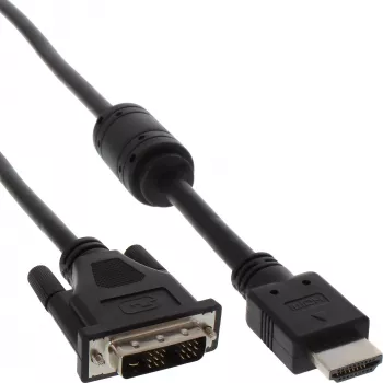 InLine HDMI-DVI kaabel 19 kontaktiga isane / 18+1 isane + ferriitsüdamik must 1,5 m