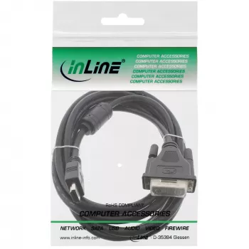 InLine HDMI-DVI kaabel 19 kontaktiga isane / 18+1 isane + ferriitsüdamik must 1,5 m