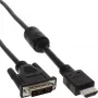 InLine HDMI-DVI-kaabel 19-kontaktiline isane / 18+1 isane + ferriitsüdamik must 0,5 m