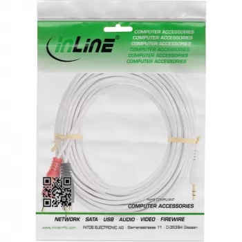 InLine helikaabel 2x RCA isane / 3,5 mm stereopistik isane valge/kuldne 1,5 m