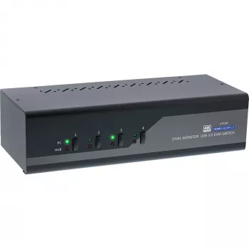 KVM-i töölaua lüliti InLine 62644I 4-pordiline kahe monitoriga DP+HDMI 4K USB 3.0 heli