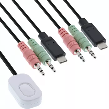 InLine KVM-lüliti, 2-pordiline, USB-C to DisplayPort 1.2, 4K, audio, integreeritud kaabel