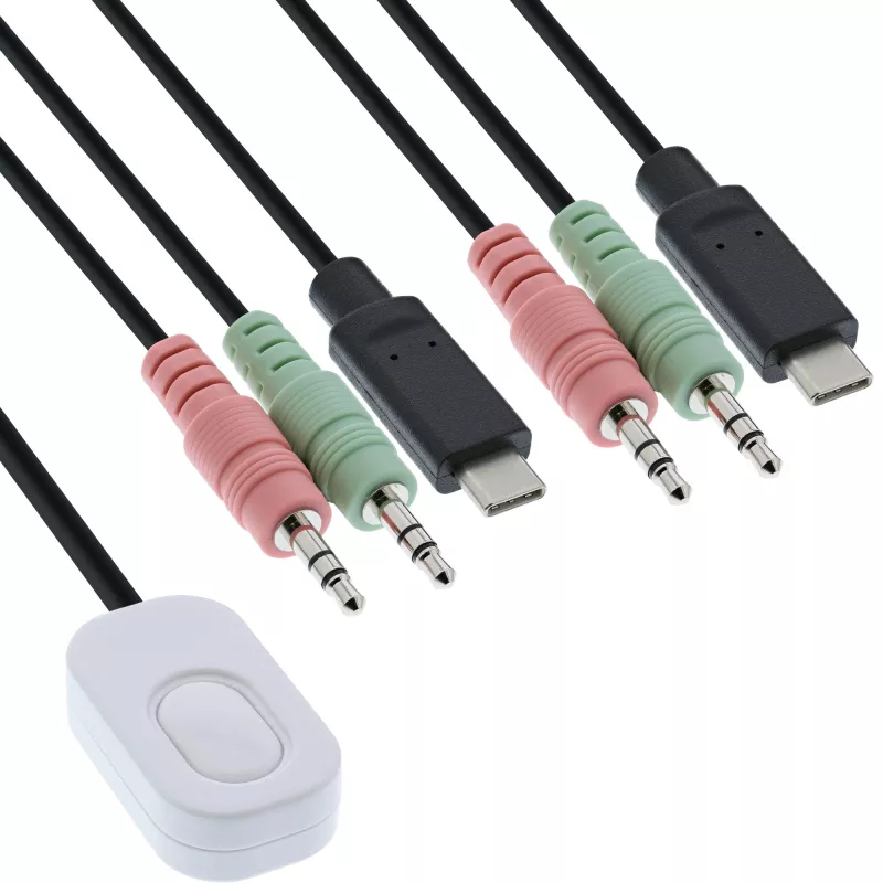 InLine KVM-lüliti, 2-pordiline, USB-C to DisplayPort 1.2, 4K, audio, integreeritud kaabel