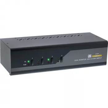 KVM töölaua lüliti InLine 62654I 4-pordiline kahe monitoriga HDMI 4K USB 3.0 heli