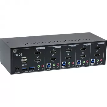 KVM töölaua lüliti InLine 62654I 4-pordiline kahe monitoriga HDMI 4K USB 3.0 heli