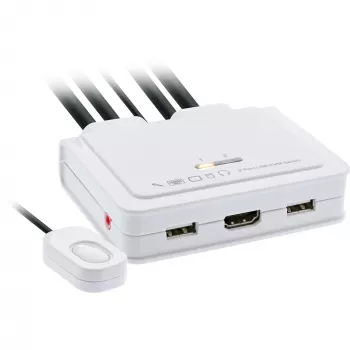 InLine KVM-lüliti, 2-pordiline, USB-C + HDMI HDMI-le, 4K, heliga, integreeritud kaabel