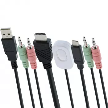 InLine KVM-lüliti, 2-pordiline, USB-C + HDMI HDMI-le, 4K, heliga, integreeritud kaabel