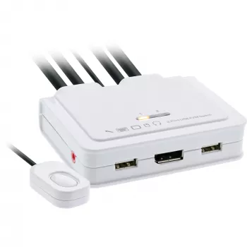 InLine KVM-lüliti, 2 pordiga, USB-C+DP DisplayPortile, 4K, heli, integreeritud kaabel
