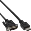 InLine HDMI-DVI kaabel HDMI isane / DVI isane 18+1 must 0,3 m