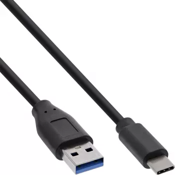 InLine USB 3.2 Gen.1x2 kaabel, USB-C isane / USB-A-pistik, must, 0,3 m