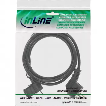 InLine toitekaabel, CEE 7/7 nurga all / 3 kontaktiga IEC C13 vasakule nurga all, must, 0,3 m