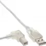InLine USB 2.0 kaabel, vasaknurkne A-tüüpi isane / B-tüüpi isane, läbipaistev, 0,3 m