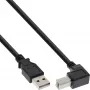 InLine USB 2.0 kaabel, allapoole nurga all A-tüüpi isane / B-tüüpi isane, must, 0,3 m
