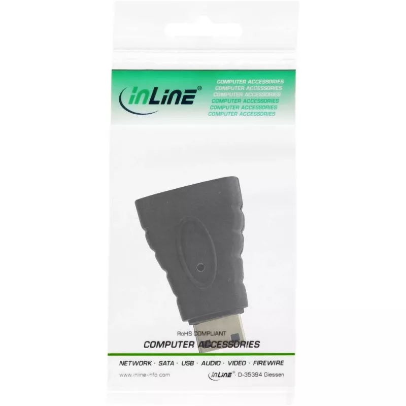 InLine HDMI adapter, HDMI A-pesa / HDMI C isane, 4K/60Hz, kullatud