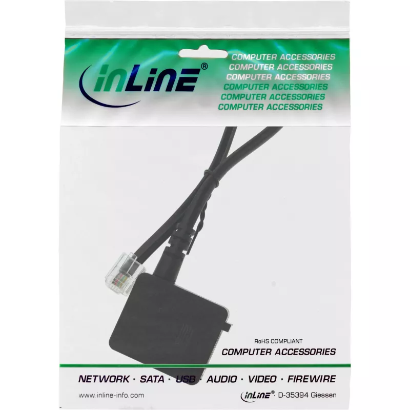 InLine TAE adapterkaabel RJ11 6P4C isane TAE-F Saksa emane 0.2m