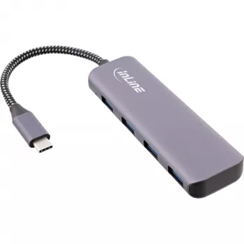 InLine USB 3.2 jaotur, USB-C - 4x USB A 10 Gb/s, alumiinium, hall