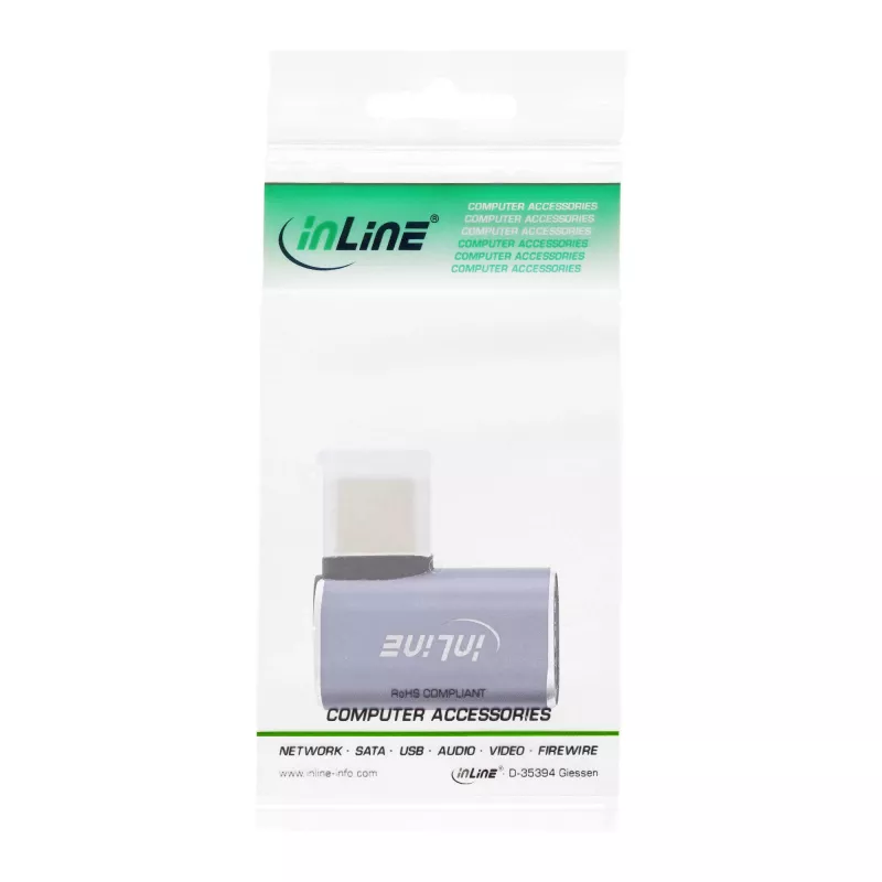 InLine USB4 Adapter, USB-C isane/emane paremale/vasakule nurga all, alumiinium, hall