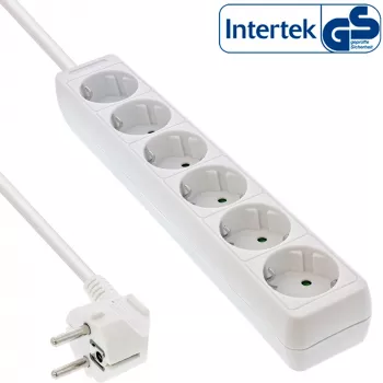 InLine pistikupesade riba InLine 16463W 6-kohaline maanduskontaktiga CEE 7/3 valge 3m