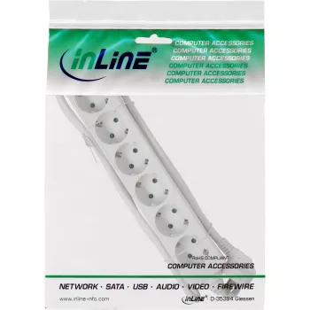 InLine pistikupesade riba InLine 16463W 6-kohaline maanduskontaktiga CEE 7/3 valge 3m