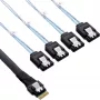 InLine õhuke SAS kaabel, SFF-8654 kuni 4x SATA 7-pin, 12Gb/s, 1m