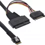 InLine õhuke SAS kaabel, SFF-8654 kuni U.2 SFF-8639 + SATA toide, 24Gb/s, 1m