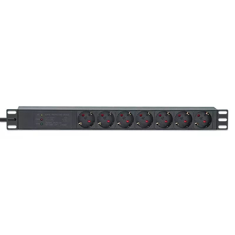 Intellinet 19-tolline 1U rackmount 7-suunaline PDU liigpingekaitse 16A 3m juhe