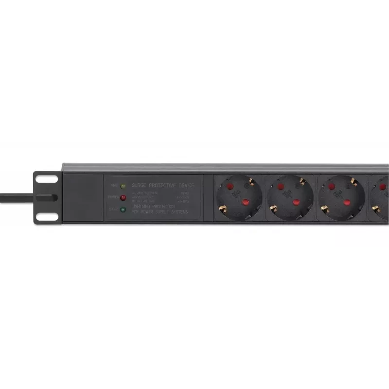 Intellinet 19-tolline 1U rackmount 7-suunaline PDU liigpingekaitse 16A 3m juhe