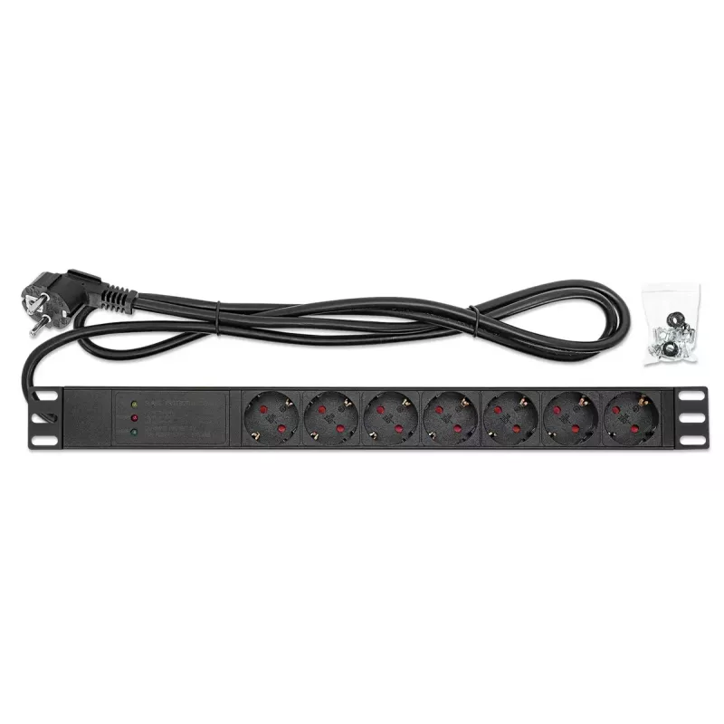 Intellinet 19-tolline 1U rackmount 7-suunaline PDU liigpingekaitse 16A 3m juhe