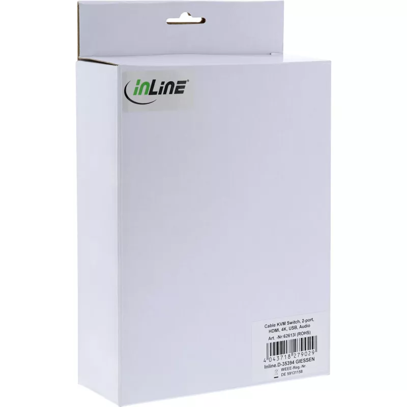 InLine kaabel KVM-lüliti, 2-pordiline, HDMI, 4K, USB, Audio