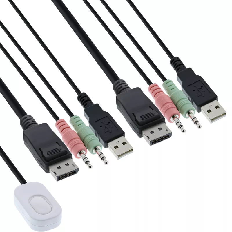 InLine kaabel KVM-lüliti, 2-pordiline, DisplayPort 1.2, 4K, USB, Audio