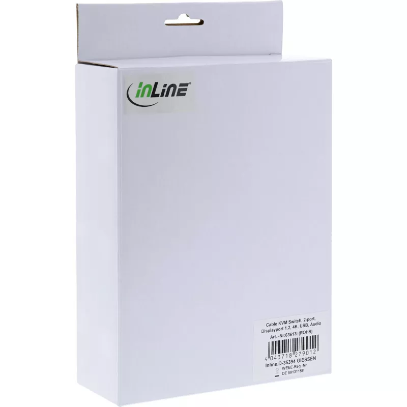 InLine kaabel KVM-lüliti, 2-pordiline, DisplayPort 1.2, 4K, USB, Audio
