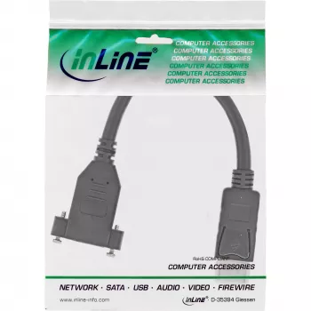InLine DisplayPort isane-emane äärikuga kaabel 0,2 m, must
