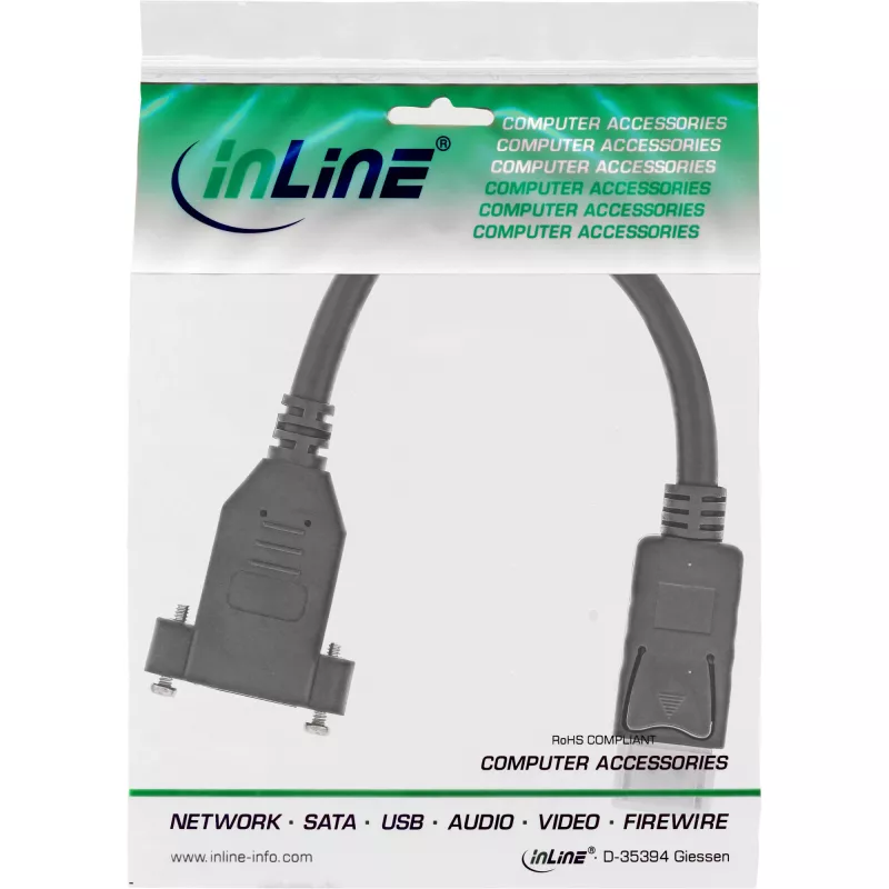 InLine DisplayPort isane-emane äärikuga kaabel 0,2 m, must
