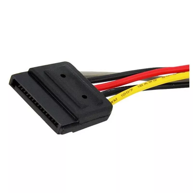 StarTech.com 6-tolline SATA-toite Y-hargnemiskaabli adapter – isane/emane, SATA 15-pin, 2 x SATA 15-pin, 0,15 m, isane, emane, sirge