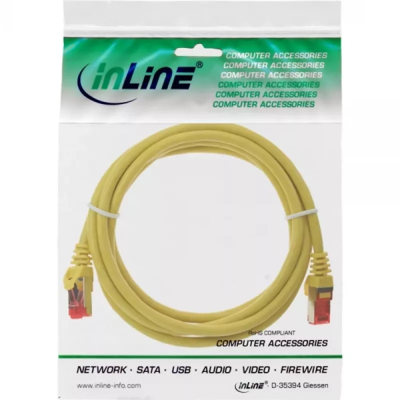 InLine patch-kaabel S/FTP PiMF Cat.6 250MHz PVC vask kollane 2m