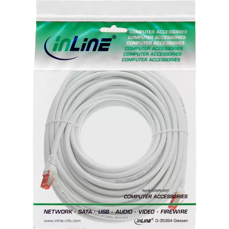 InLine patch-kaabel S/FTP PiMF Cat.6 250MHz PVC vask valge 10m