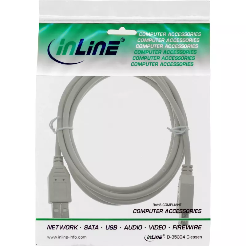 USB 2.0 pikenduskaabel Type A-pistik/emane InLine 34603X beež 3m
