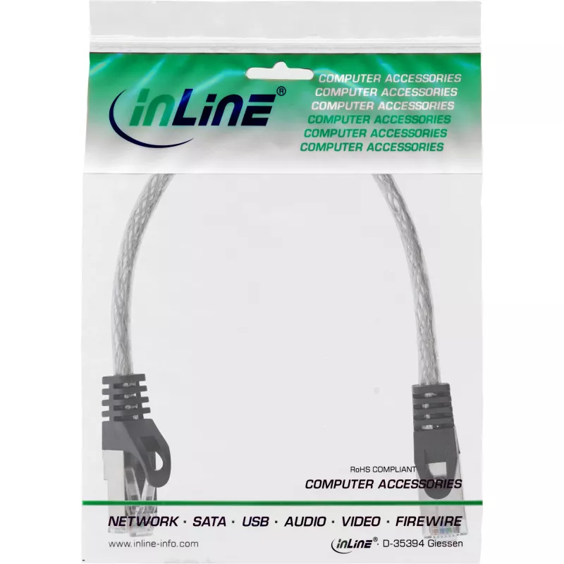 InLine patch-kaabel SF/UTP Cat.5e läbipaistev 0,25 m