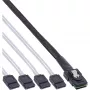 InLine SAS-kaabel, Mini SAS SFF8087 kuni 4x SATA, Crossover, OCF, 0,50 m