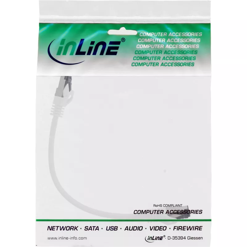 InLine patch-kaabel, S/FTP (PiMf), Cat.8.1, 2000MHz, halogeenivaba, valge, 0,25m