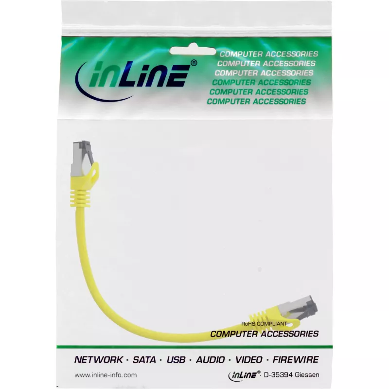 InLine patch-kaabel, S/FTP (PiMf), Cat.8.1, 2000 MHz, halogeenivaba, kollane, 0,25 m