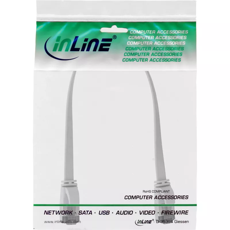 InLine lame patch-kaabel, U/FTP, Cat.8.1, TPE halogeenivaba, valge, 0,3m