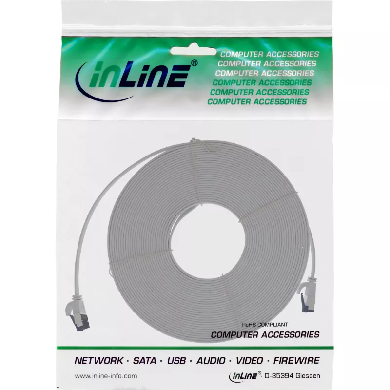 InLine patch-kaabel lame, U/FTP, Cat.8.1, TPE halogeenivaba, hall, 7,5m