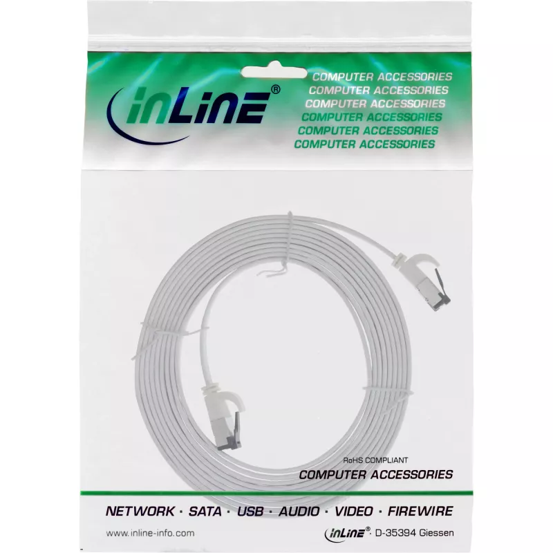 InLine patch-kaabel lame, U/FTP, Cat.8.1, TPE halogeenivaba, valge, 2 m