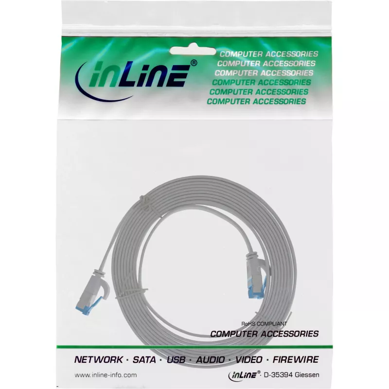InLine patch-kaabel lame, U/FTP, Cat.6A, TPE halogeenivaba, hall, 1,5 m