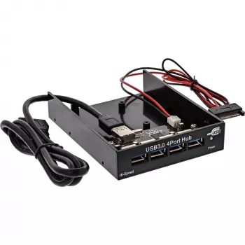 InLine 4-pordiline USB 3.0 paneelihub 3,5-tollise disketipesa jaoks, must