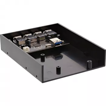 InLine 4-pordiline USB 3.0 paneelihub 3,5-tollise disketipesa jaoks, must