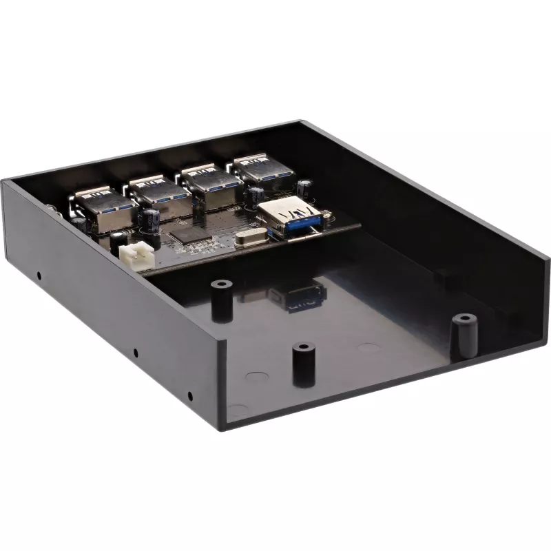 InLine 4-pordiline USB 3.0 paneelihub 3,5-tollise disketipesa jaoks, must